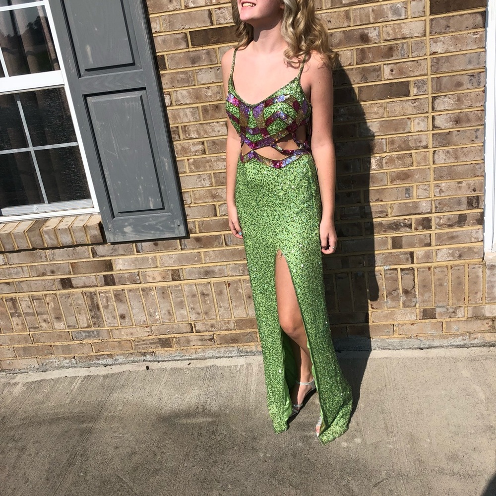Lime Sequin Formal Dress